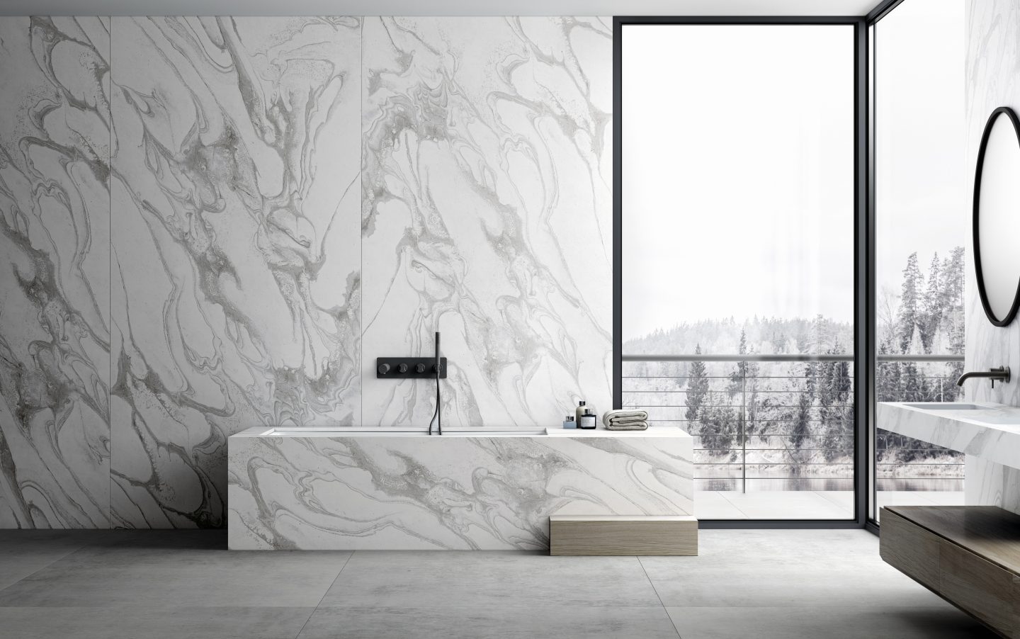 Cosentinos Dekton® Liquid Sky: Die neue Design-Kollektion der ultrakompakten Oberfläche. Quelle: Cosentino